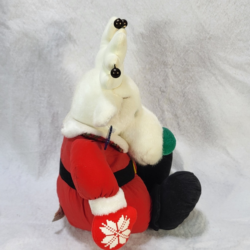 Applause Santabell Reindeer Plush Christmas White Green Nose Jingle Bells - Picture 3 of 10